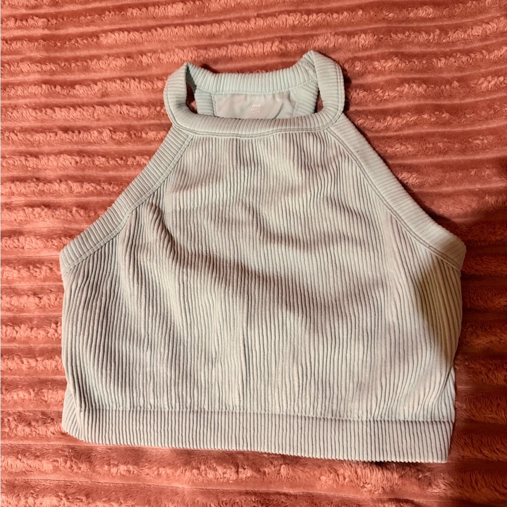 aerie Light Blue Ribbed Crop Top